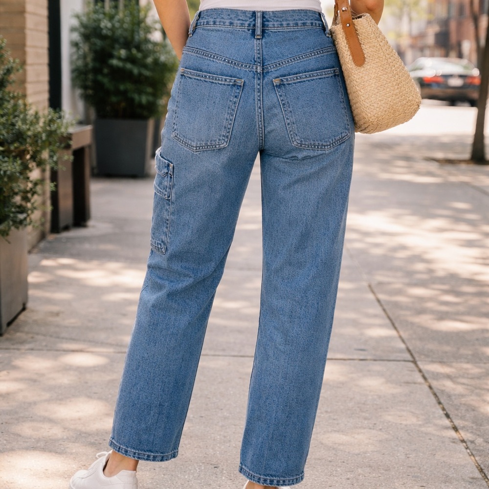 Stylish Blue Wide Leg Women's Jeans - Picture 2 of 8
